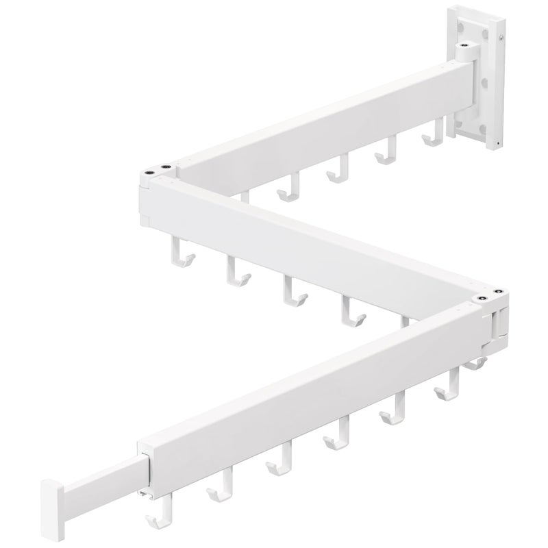 Dr.DJ DrDJ Clothes Drying Rack for Laundry Retractable Clothes Hanger Rack Wall Mounted Folding Indoor Drying Rack Space Saver Clothes RackCollapsible TriFold with 18 JHooks Laundry Rack White - Image 2