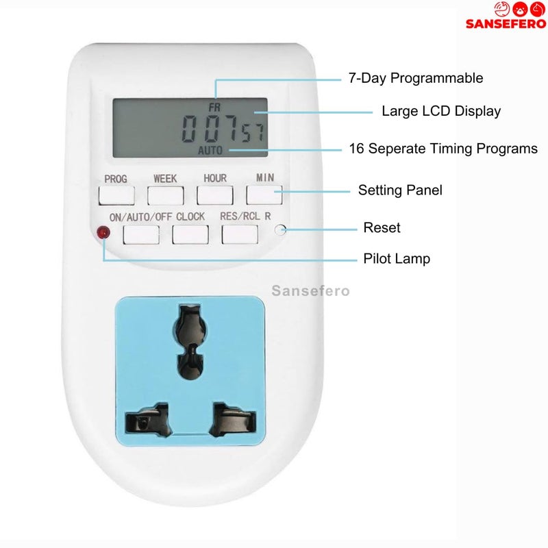 SANSEFERO Premier Plants Auto Programable Digital Timer Switch for Aquarium Light Co2 Home Timer Switch for OnOff Automatic Energy Saving Socket Timer Digital Timer AL06 - Image 3