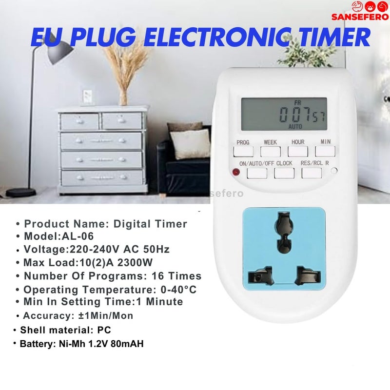 SANSEFERO Premier Plants Auto Programable Digital Timer Switch for Aquarium Light Co2 Home Timer Switch for OnOff Automatic Energy Saving Socket Timer Digital Timer AL06 - Image 5