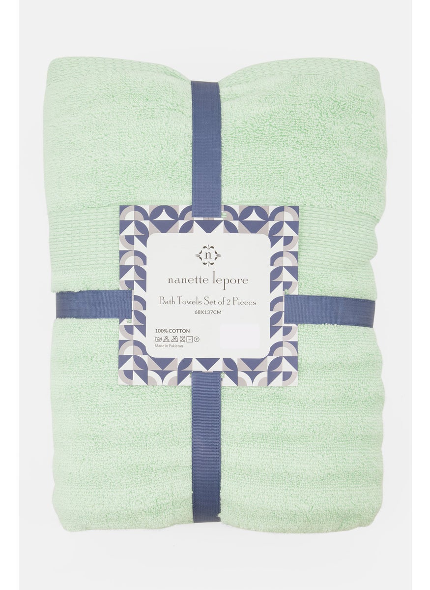 Nanette lepore - 2 Pieces Bath Towels 68 X 137 Cm, Mint Green - Image 1
