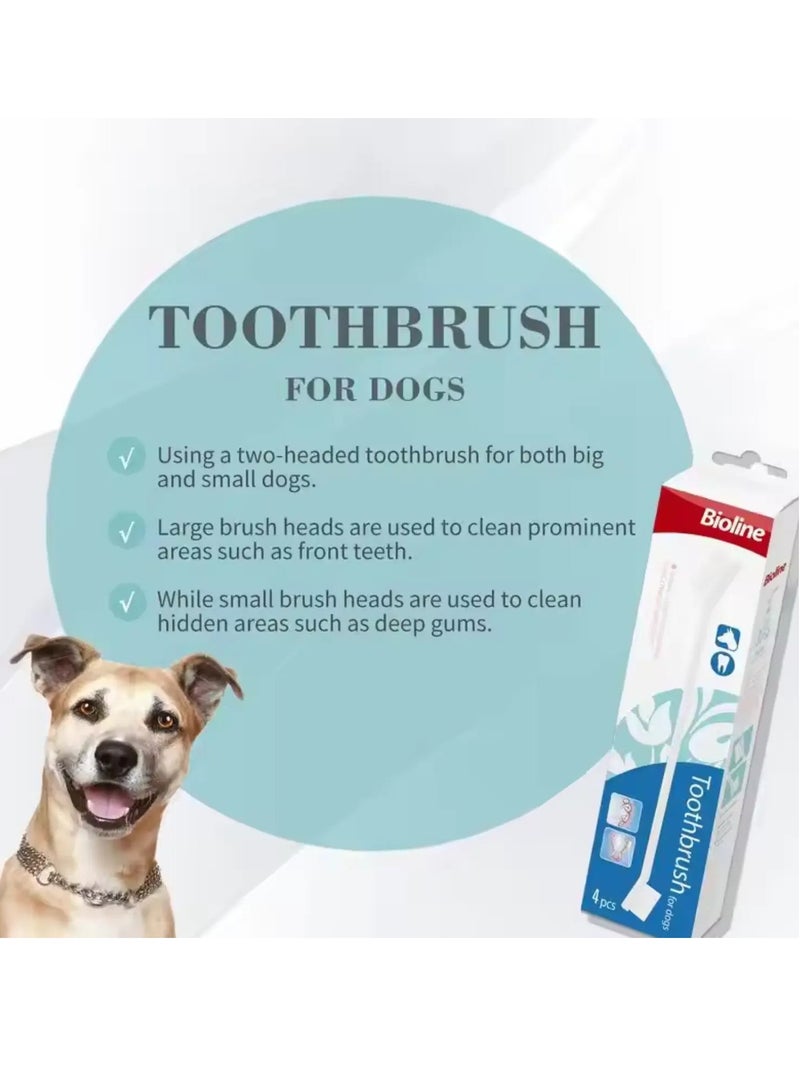 بايولاين مجموعة فرشاة أسنان بيولاين للكلاب 4 قطع - Image 4
