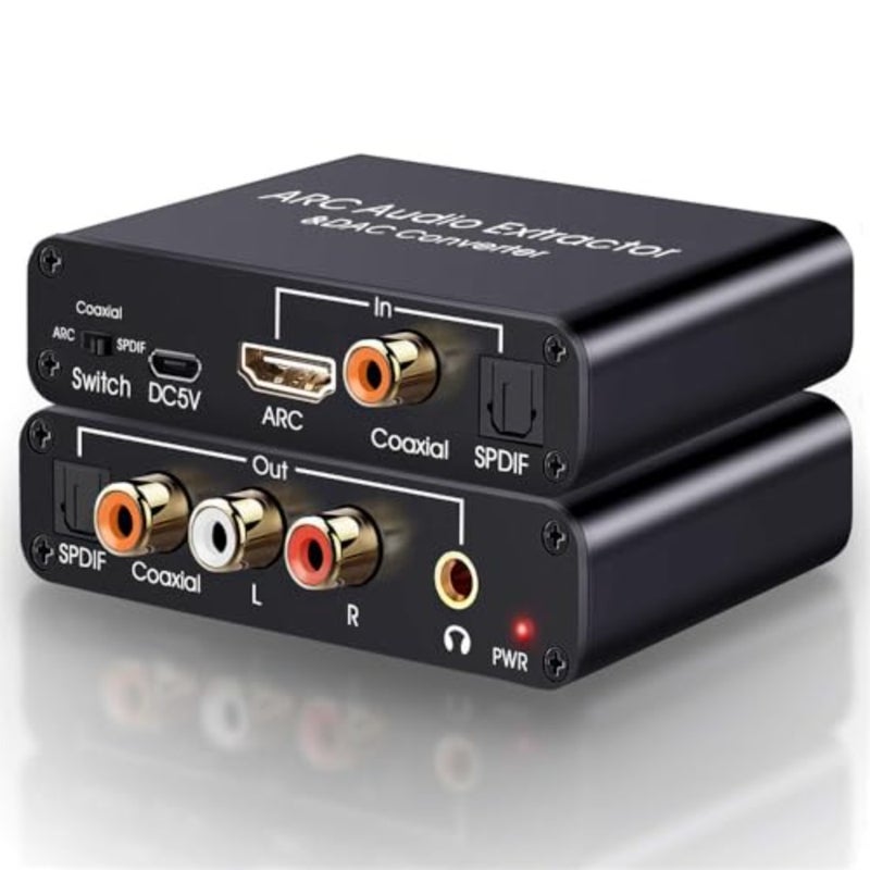 محول مستخرج الصوت HDMI ARC، محول صوت رقمي إلى تناظري، HDMI بصري/SPDIF محوري إلى ستيريو L/R 3.5 مم، DAC 192 كيلو هرتز، متوافق مع التلفزيون، مكبرات الصوت، PS5، Xbox - Image 1