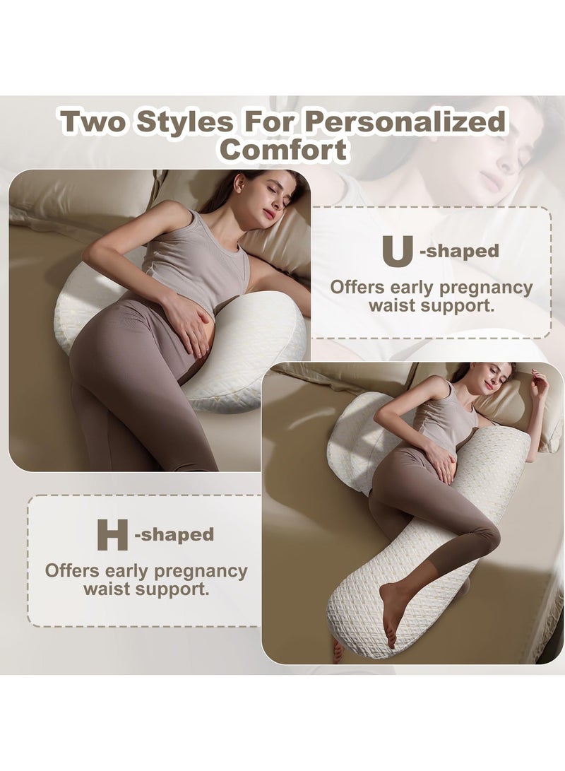 ZERIFAM Pregnancy Pillows for Sleeping, Breathable Skin Friendly Maternity Pillow with Adjustable and Removable Cover, Support for Back, Legs, and Belly of Pregnant Women - Image 4