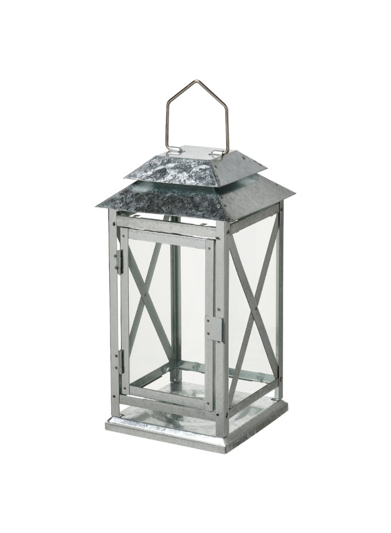 Lantern F Block Candle In/Outdoor Galvanised 29 Cm - Image 1