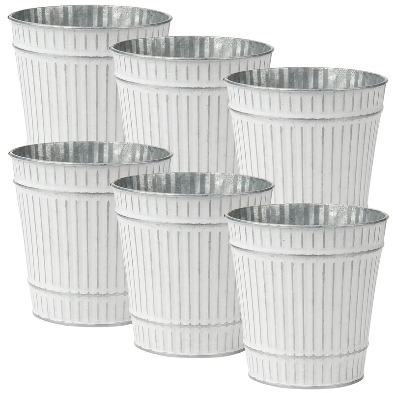 Briful 4.7" Galvanized Tin Planter Galvanized Metal Pail Rustic Decorative Metal Buckets Vintage Style Country Wedding Home Table Centerpiece Decorations Set of 6 - Image 1
