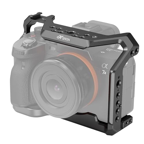 HIFFIN A7M4 Metal Cage for A7M4, A7R4A, A1, A9II, A7S3, A7R5, A7IV Built-in Quick Release Plate for Arca-Type, Filmmaking Video Cage with Shoe Mount, 1/4'' & 3/8'' Threaded Holes - Image 1