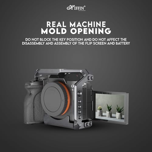 HIFFIN A7M4 Metal Cage for A7M4, A7R4A, A1, A9II, A7S3, A7R5, A7IV Built-in Quick Release Plate for Arca-Type, Filmmaking Video Cage with Shoe Mount, 1/4'' & 3/8'' Threaded Holes - Image 5