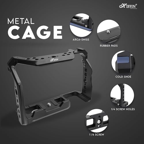 HIFFIN A7M4 Metal Cage for A7M4, A7R4A, A1, A9II, A7S3, A7R5, A7IV Built-in Quick Release Plate for Arca-Type, Filmmaking Video Cage with Shoe Mount, 1/4'' & 3/8'' Threaded Holes - Image 2
