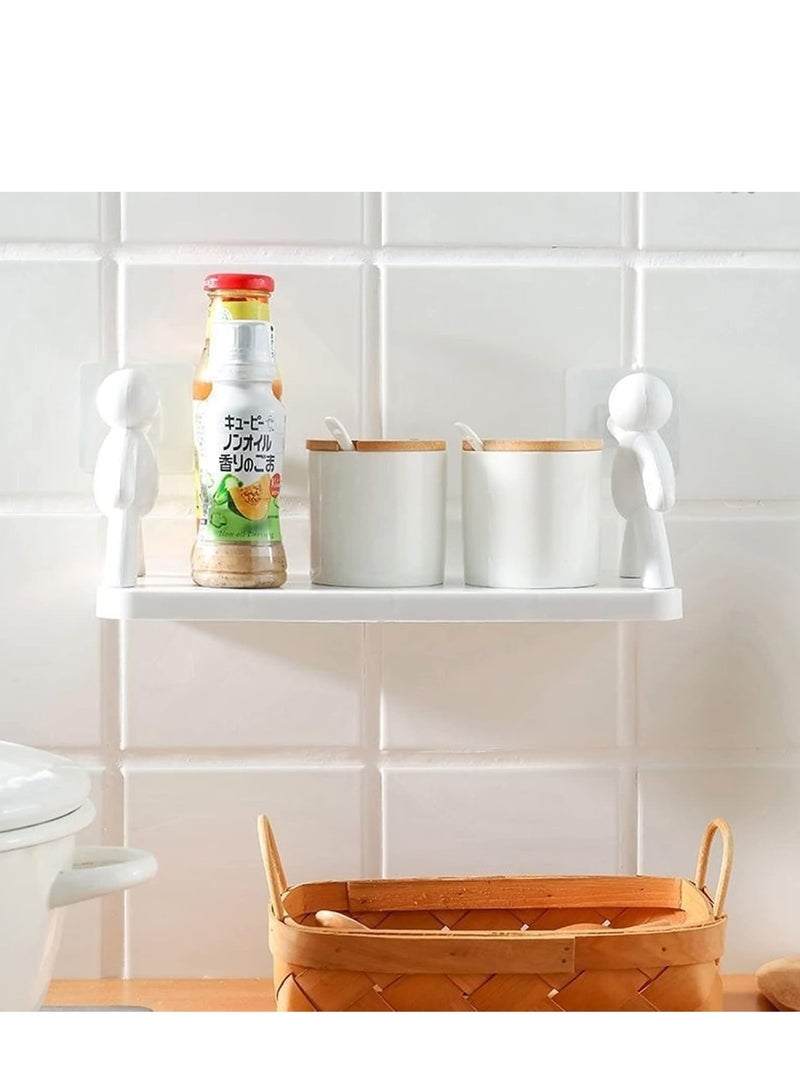 Self-Adhesive Wall Mount Storage Holder Space Saving Organization Rack White - Image 4