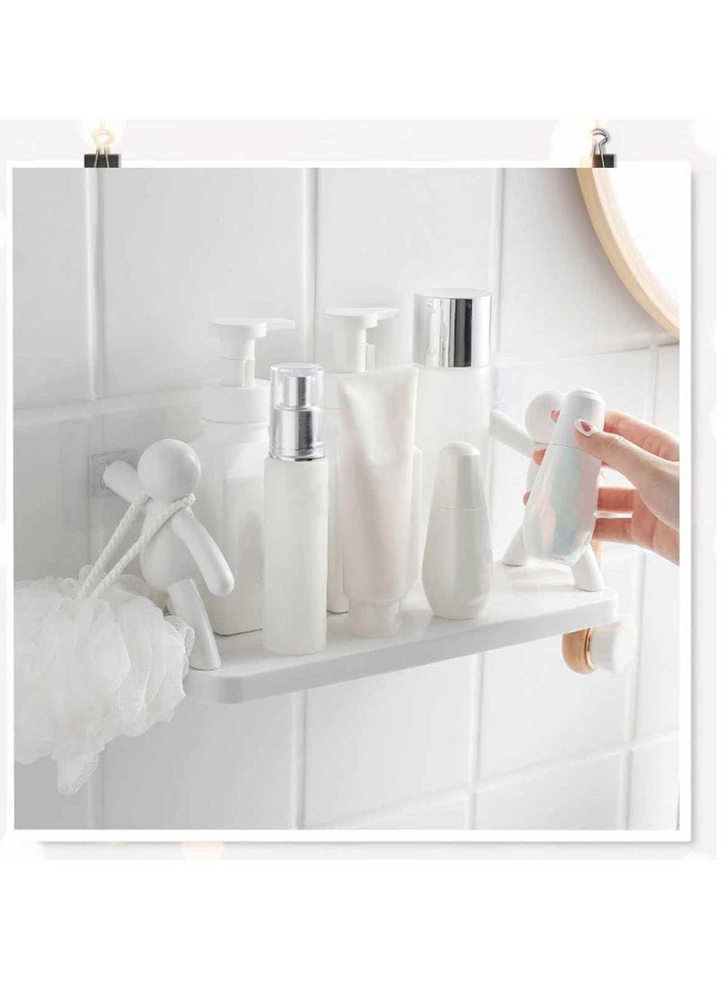 Self-Adhesive Wall Mount Storage Holder Space Saving Organization Rack White - Image 3