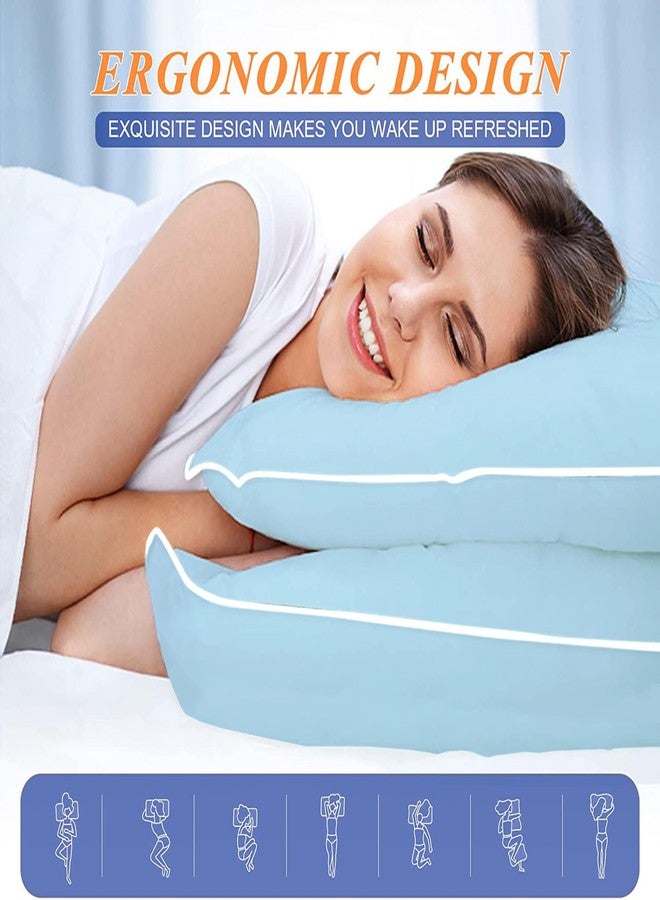 MZOIMZO Bed Pillows for Sleeping- King Size, Set of 2, Cooling Hotel Quality with Premium Soft Down Alternative Fill for Back, Stomach or Side Sleepers, Blue - Image 4