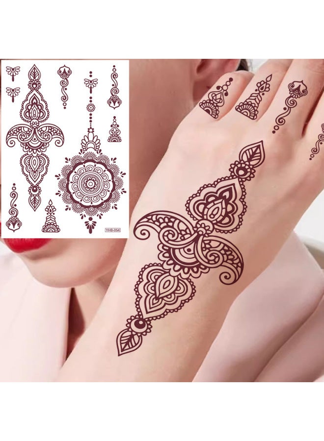 Mehendi Stickers Henna Mehendi stencil Tattoo Sticker for Hands Temporary Waterproof Mehndi Tattoo Body Art for Women & Girls - Image 3