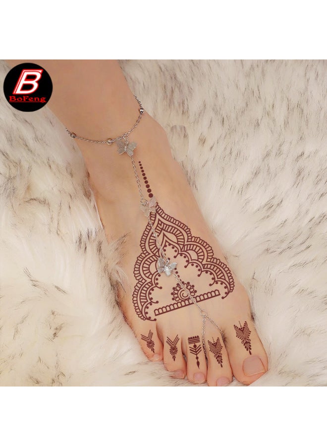 Mehendi Stickers Henna Mehendi stencil Tattoo Sticker for Hands Temporary Waterproof Mehndi Tattoo Body Art for Women & Girls - Image 5