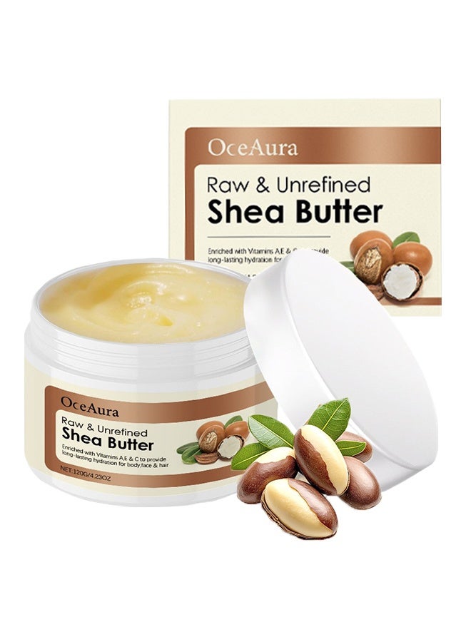 OceAura Raw & Unrefined Shea Butter, for Face Body Hair Moisturizing Hydrating Nourishing Soothing Shea Butter to Make Lotion and Soap Lip Balm Moisturizer 120G - Image 1
