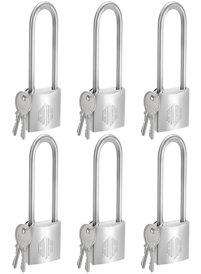 HOX Marine-Grade Rustproof Padlock, Stainless Steel Shackle & Chrome-Plated Brass Body, Weatherproof Outdoor Lock, 2.5-Inch Long Shackle (6 Pack) - Image 1