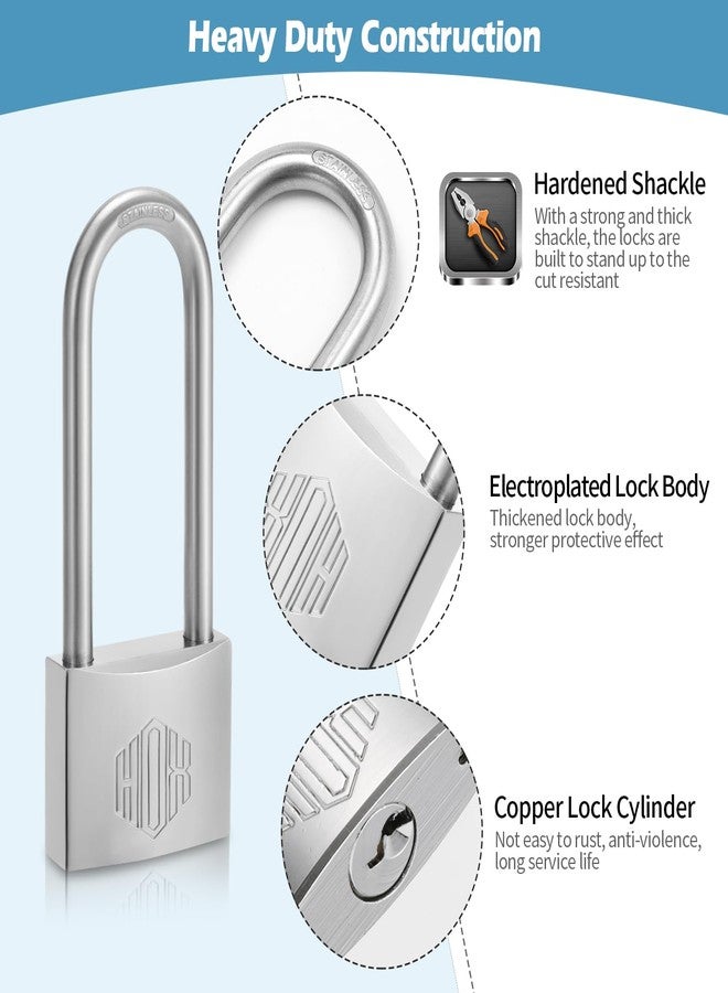 HOX Marine-Grade Rustproof Padlock, Stainless Steel Shackle & Chrome-Plated Brass Body, Weatherproof Outdoor Lock, 2.5-Inch Long Shackle (6 Pack) - Image 3