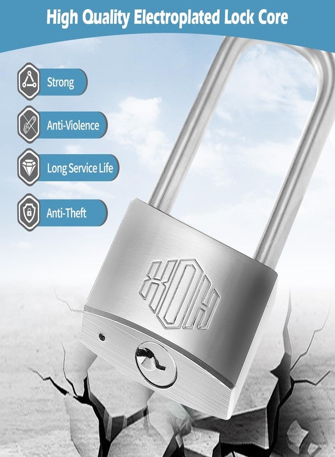 HOX Marine-Grade Rustproof Padlock, Stainless Steel Shackle & Chrome-Plated Brass Body, Weatherproof Outdoor Lock, 2.5-Inch Long Shackle (6 Pack) - Image 4