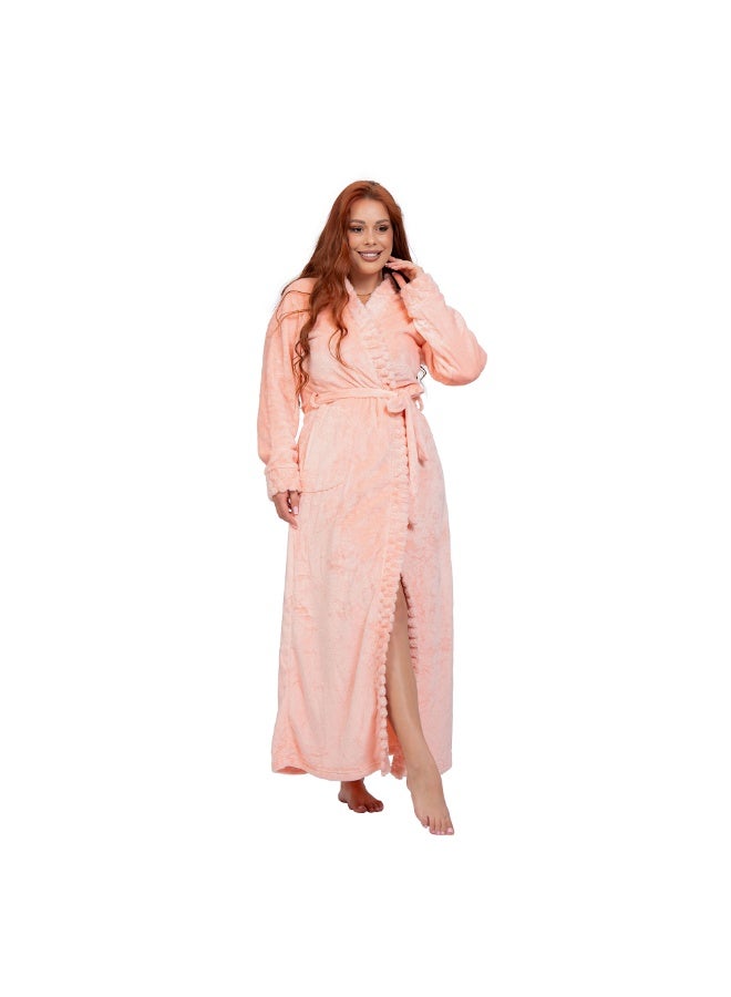 Dadoush Luxurious multi-colored, long, soft fur bathrobe with a belt - Women's fur robe - Long women's kimono, elegant design, winter robe by Daadoush - Image 5