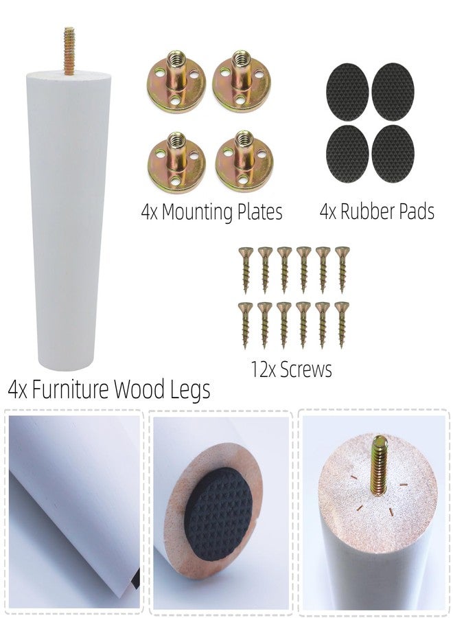 WEICHUAN White Round Solid Wood Replacement Sofa Couch Chair Ottoman Loveseat Coffee Table Cabinet Furniture Wood Legs(6" Set of 4) - Image 5