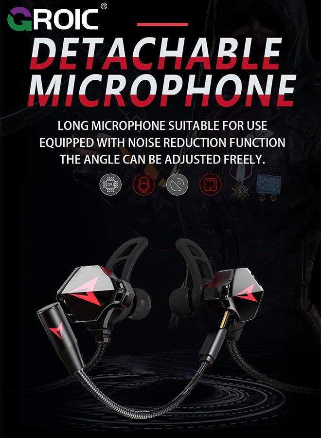 GROIC Black 3.5mm Gaming Headphones with Noise-Cancelling Mic, Stereo Gaming Earbuds PC Gaming Earphone with Microphone & Volume Control for PC Phone  - Image 2