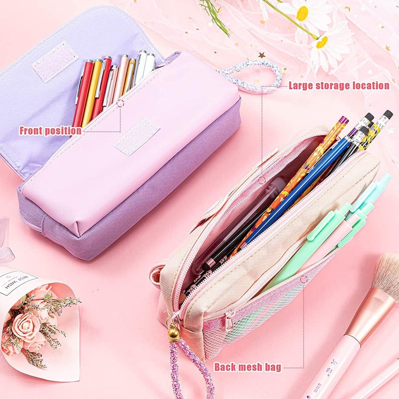 Elecdon Cute Cat Large Capacity Pencil Case - Pink - Image 2
