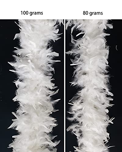 HAPPY FEATHER 2 يارد 80 جرام ريش ديك رومي تشانديل لصناعة الحرف اليدوية، حفلات الرقص، تنكر الهالوين - أبيض - Image 3