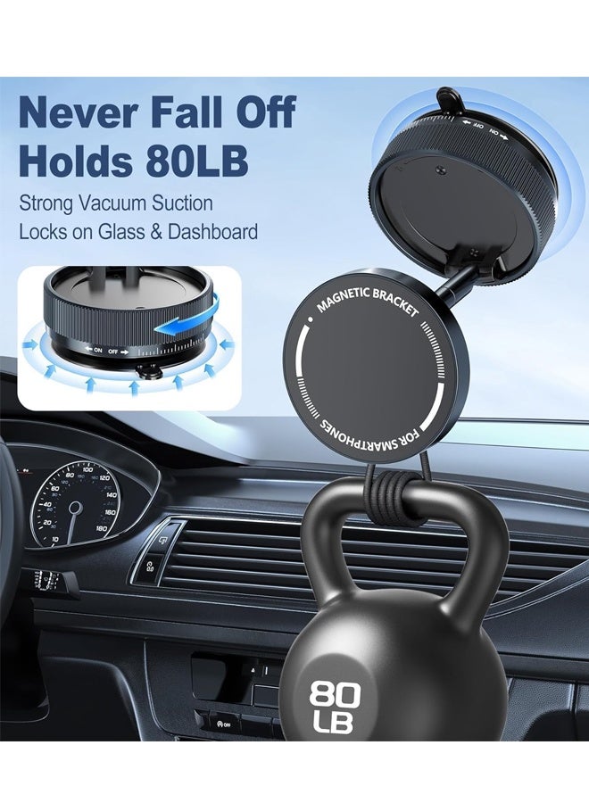 Vacuum Magnetic Phone Holder, Suction Cup Phone Mount for Car 3s Fast Install, 360 Rotatable Phone Stand for Smartphones - Image 2