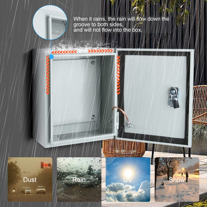 JINDOUZI Steel Electrical Junction Box, Indoor&Outdoor Electrical Enclosure Box, Wall Mounted Waterproof&Dustproof Metal Box, Universal Electric Equipment Enclosure Box with Safety Locks and Mounting Plates - Image 3
