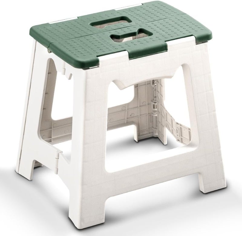Jumix Step Stool Foldable 9 Folding Step Stool for Kids Adults 300 Lb Capacity Lightweight Small Collapsible Step Stool with Handle Stepping Stools Suitable for Kitchen Bathroom Green