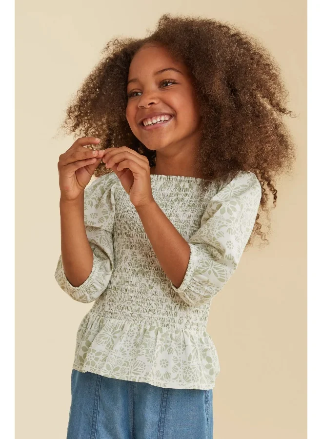 مذركير Green Floral Shirred Blouse
