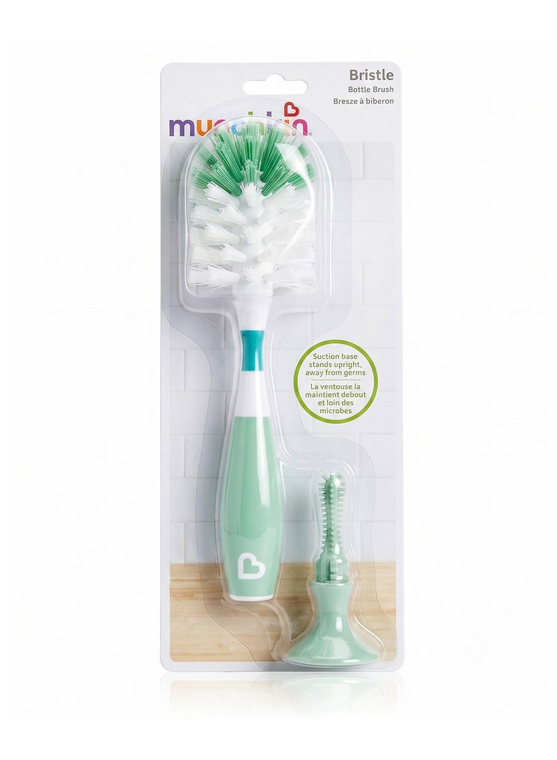Munchkin Bristle Bottle Brush, Bristle Provide Cleaner Bottle, Easy Cleaning, With Detachable Teats Cleaning Brush, Clean Bottle For Safe Feed, Infant/Baby/Toddler/Kids - Assorted - Image 2