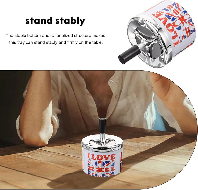 ibasenice Automatic Extinguishing Tinplate Ashtray with Windproof Lid, Small Metal Smokeless Ashtray for Home and Outdoor Patio Use, Retro Decorative Cigarette Ash Tray - Image 3
