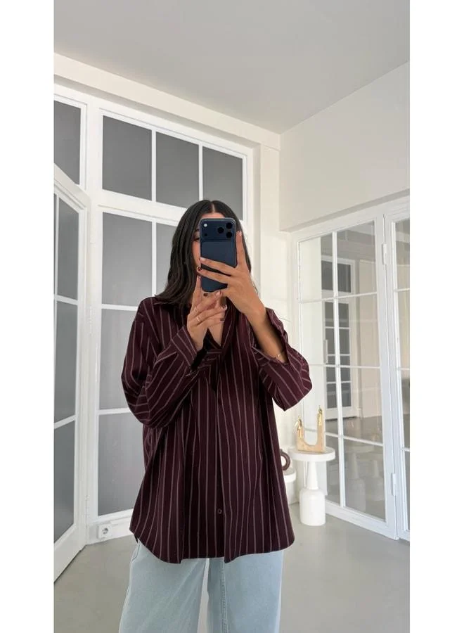 Gaus Mürdüm Striped Oversize Shirt GAUS-01950.