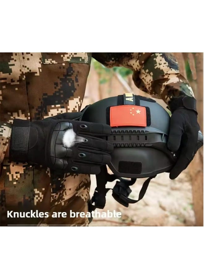 Tactical Combat Gloves with Hard Knuckle Protection, Touch Screen Compatible, Black Rubber Construction, Universal Size for Outdoor Activities and Motorcycle Riding - Image 4