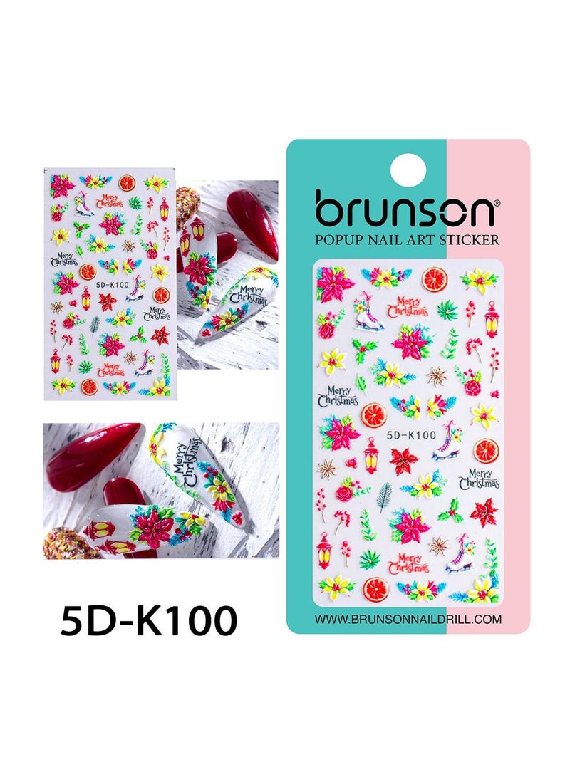 Christmas Nail Art Stickers Snowflake Nail Decals 5D Stereoscopic Embossed Santa Claus Snowman