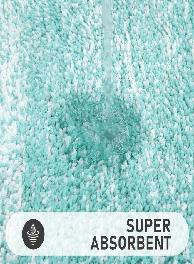 Bsmathom Bathroom Rugs Sets 4 Piece, Soft Absorbent Microfiber Bath Rugs with U-Shaped Contour Toilet Rug and Toilet Lid Cover, Thick Non-Slip Plush Shaggy Bath Mat Set,Teal - Image 4