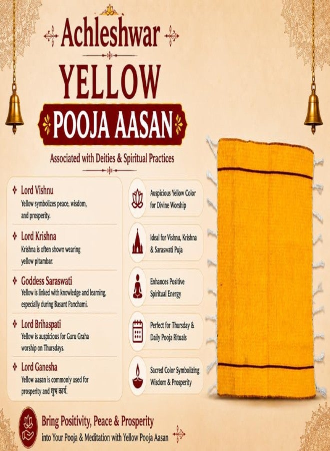 Achleshwar Pure Woolen Aasan Dual Color Reversible Hand Knitted Pooja Meditation Mat Soft Comfortable Sitting Mat Yellow Red 21 x 21 Inch - Image 4