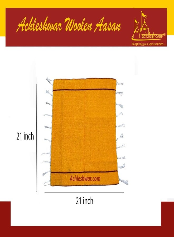 Achleshwar Pure Woolen Aasan Dual Color Reversible Hand Knitted Pooja Meditation Mat Soft Comfortable Sitting Mat Yellow Red 21 x 21 Inch - Image 2