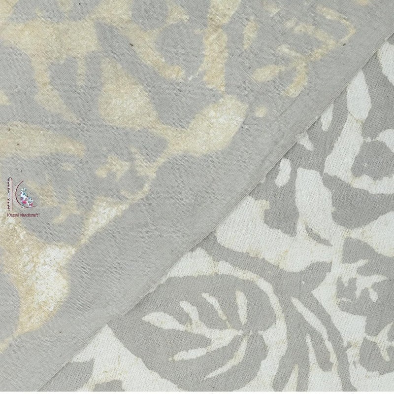 Khushi Handicraft Kashish Fabric Floral Pattern Jaipuri Hand Block Print Unstitched 100 Cotton Kashish Fabric 25 Meter Grey Flower - Image 2