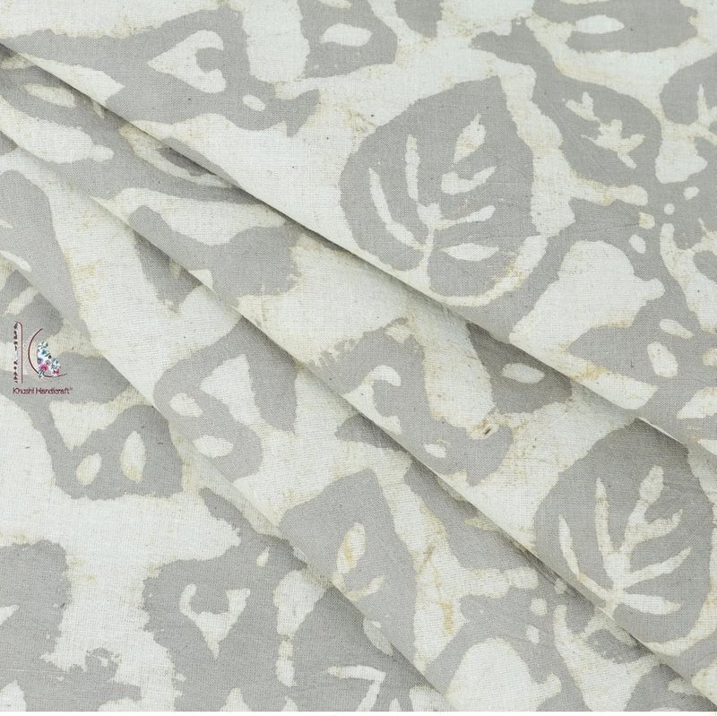 Khushi Handicraft Kashish Fabric Floral Pattern Jaipuri Hand Block Print Unstitched 100 Cotton Kashish Fabric 25 Meter Grey Flower - Image 3