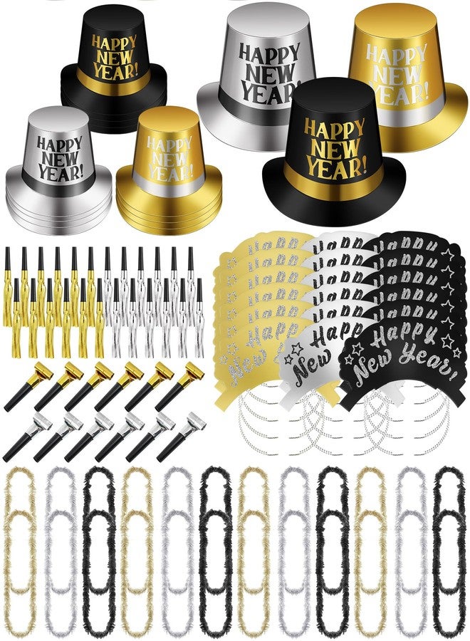 Arrowbash 72 Pcs New Years Party Supplies 2026 Eve Party Decorations Midnight Supplies Set of 24 Includes Hats, Headbands, Squawkers, Blowouts Gifts for New Year Eve Accessories - Image 1