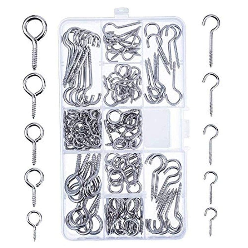 DIY Crafts CTDIYHI41218 Home Depot Set Silver Zinc Plated Eye Bolt Assortment and Hooks for Hanging Pack of 150 - Image 1