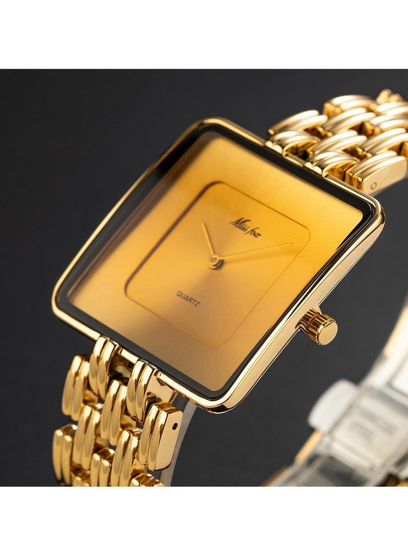 MISS FOX Women's Fashion Minimalist Gold Square Watch Vintage Bracelet Design Quartz Watch  - Image 4