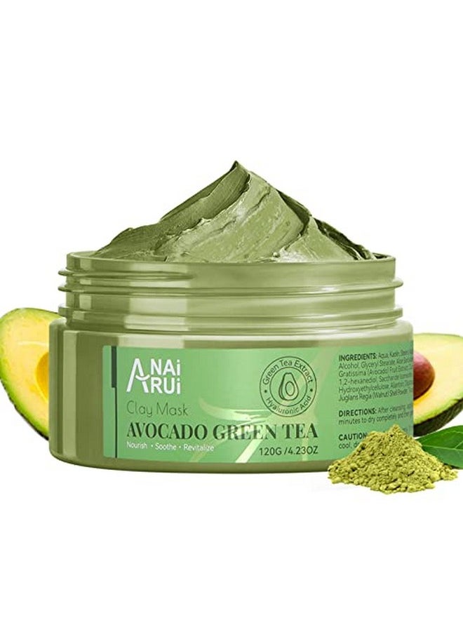 ANAI RUI - Nai Rui Green Tea Face Mask With Avocado Clay Facial Mask Acne Detox Mask Skin Care Deep Cleanse Mask Hydrating Nourishing Soothing 120G / 4.23 Oz - Image 1