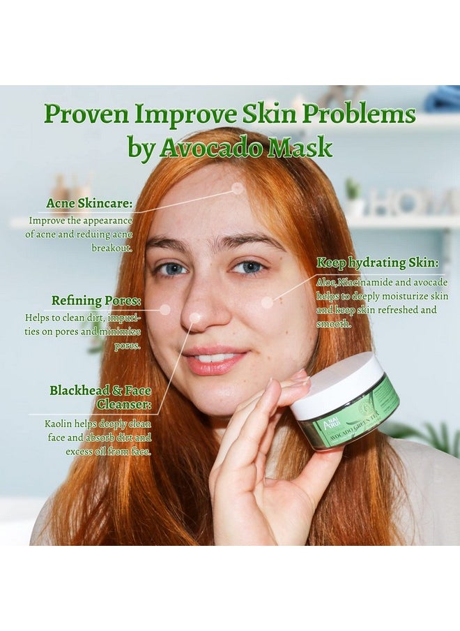 ANAI RUI - Nai Rui Green Tea Face Mask With Avocado Clay Facial Mask Acne Detox Mask Skin Care Deep Cleanse Mask Hydrating Nourishing Soothing 120G / 4.23 Oz - Image 1