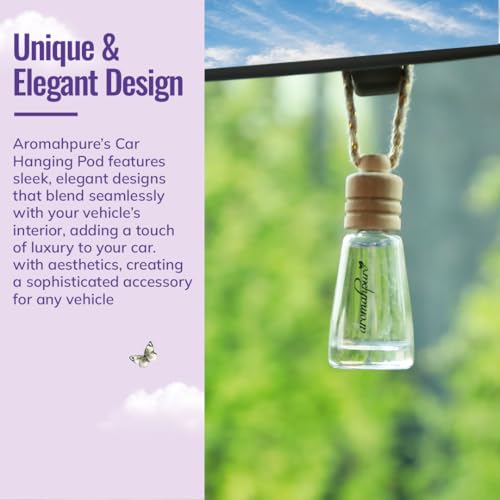 Aromahpure Premium Car Perfume Hanging Pod |10 ML | Purple Haze Fragrance Car Air Freshener Natural Fragrance Oils in Glass Bottle with Wooden Diffuser Lid Last upto 30 days, IFRA certified - Image 2