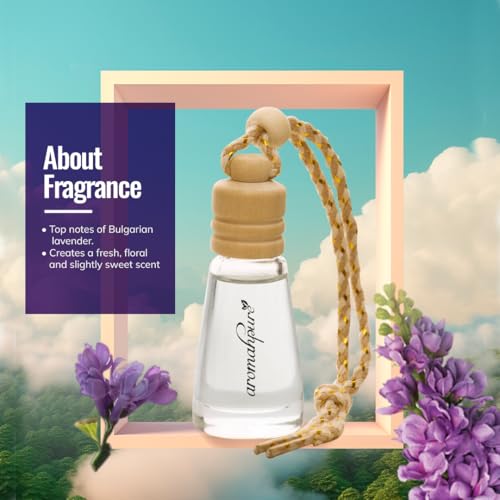 Aromahpure Premium Car Perfume Hanging Pod |10 ML | Purple Haze Fragrance Car Air Freshener Natural Fragrance Oils in Glass Bottle with Wooden Diffuser Lid Last upto 30 days, IFRA certified - Image 3