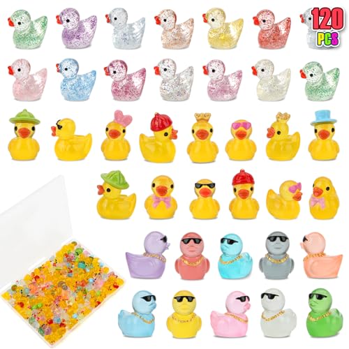Bingcute 120 Pcs Mini Resin Ducks Tiny Animals Figures to Hide Small Little Plastic Miniature Ducks Bulk for Dollhouse Decor Home Office Potted Fish Tank Aquarium Landscape Micro Fairy Garden Accessories - Image 1