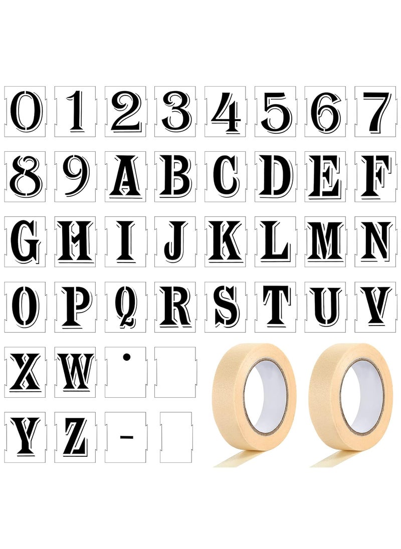 DEVASYA CRAFTS Devasya Crafts 40 Pieces Letter and Number Stencils Reusable Plastic Alphabet Templates and Number Masking Tapes for DIY Sign Address Painting  - Image 1