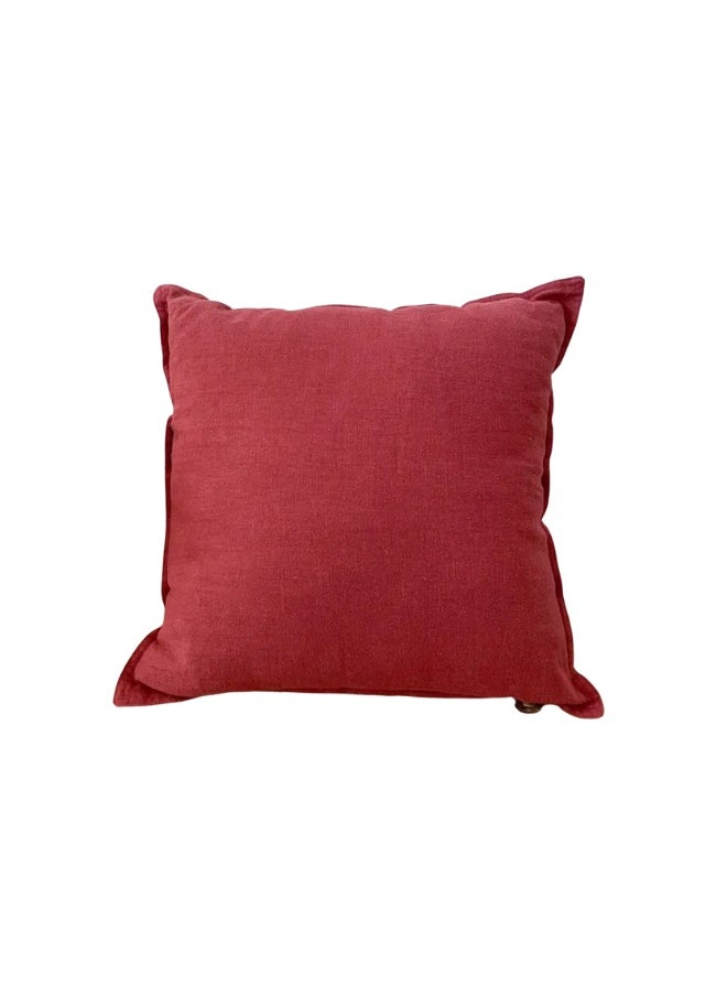 LUNA Home 1 Piece 50*50Cm Size 100% Linen Cushion Cover Solid Wine Red  - Image 1